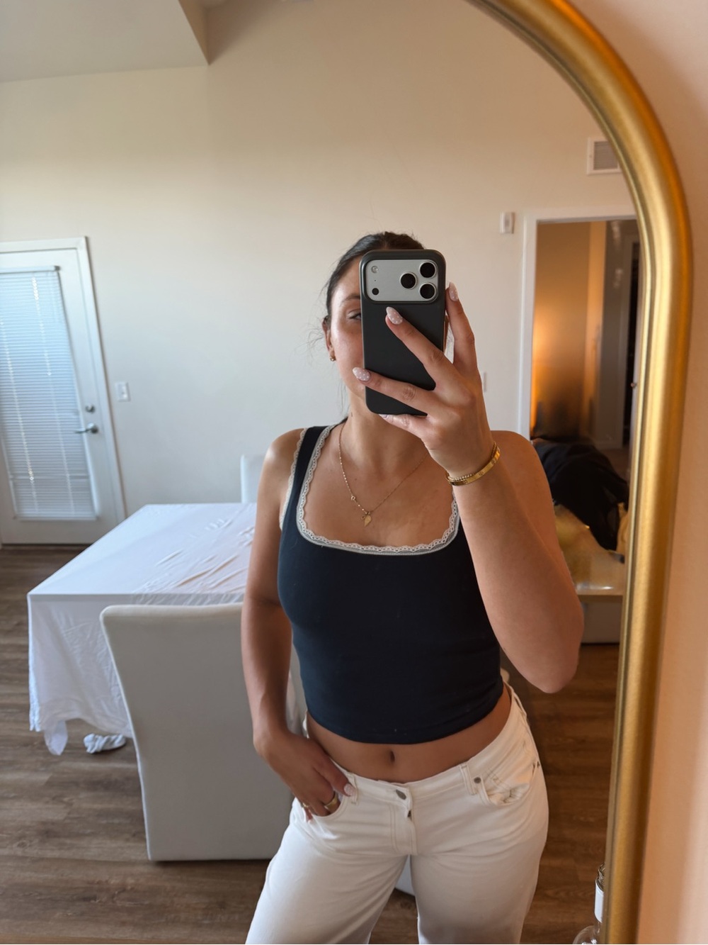 Edikted Black Lace-Trim Cropped Camisole